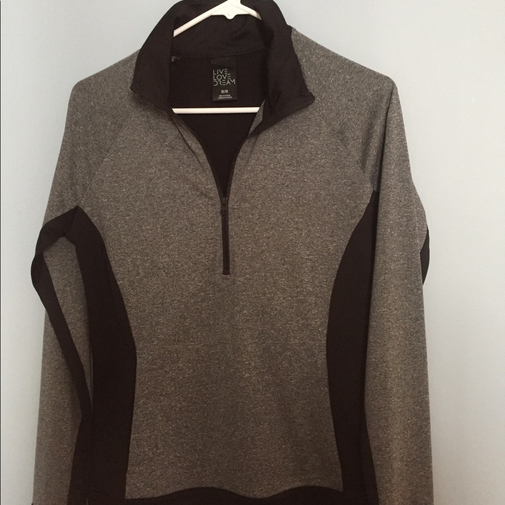 Live love dream grey and black athletic zip up